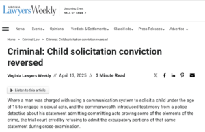 Child Solicitation conviction reversed