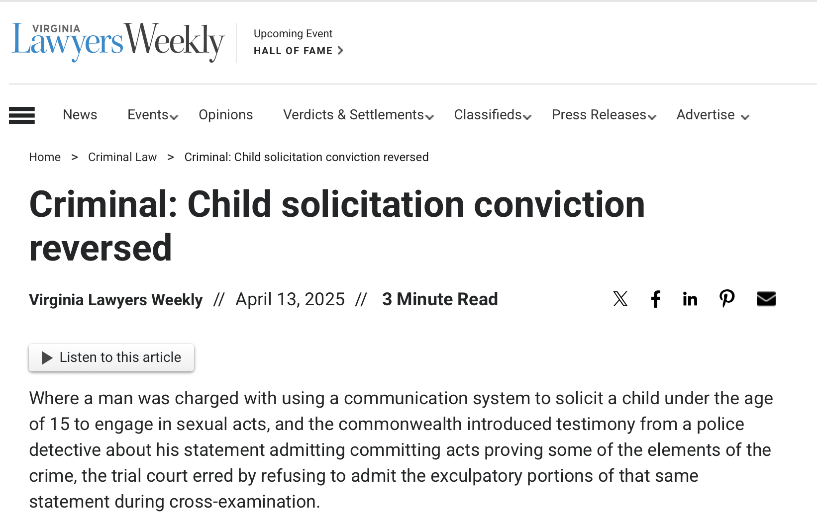 Child Solicitation conviction reversed